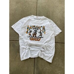 Vtg Island Style‎ Jamaica Me Crazy Shirt Mens 3XL White Travel Graphic Tee Rasta